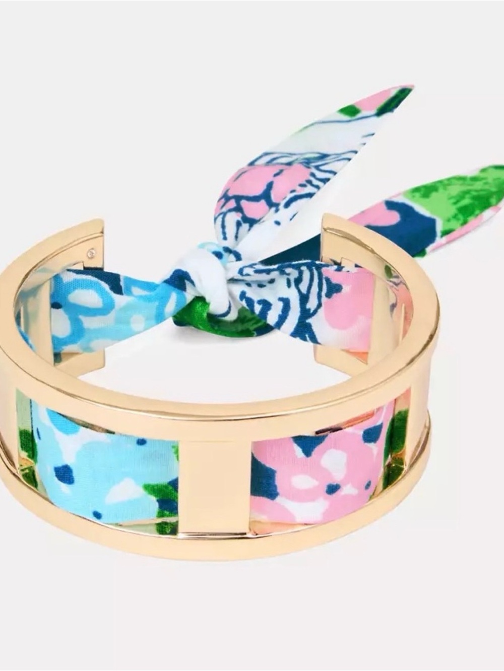 Lilly Pulitzer Gold-Tone Cuff with Pink, Blue & Green Floral Scarf